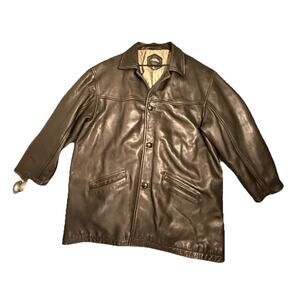 American Base Black Leather Motorcycle Stylish Jacket Coat XXL 2XL